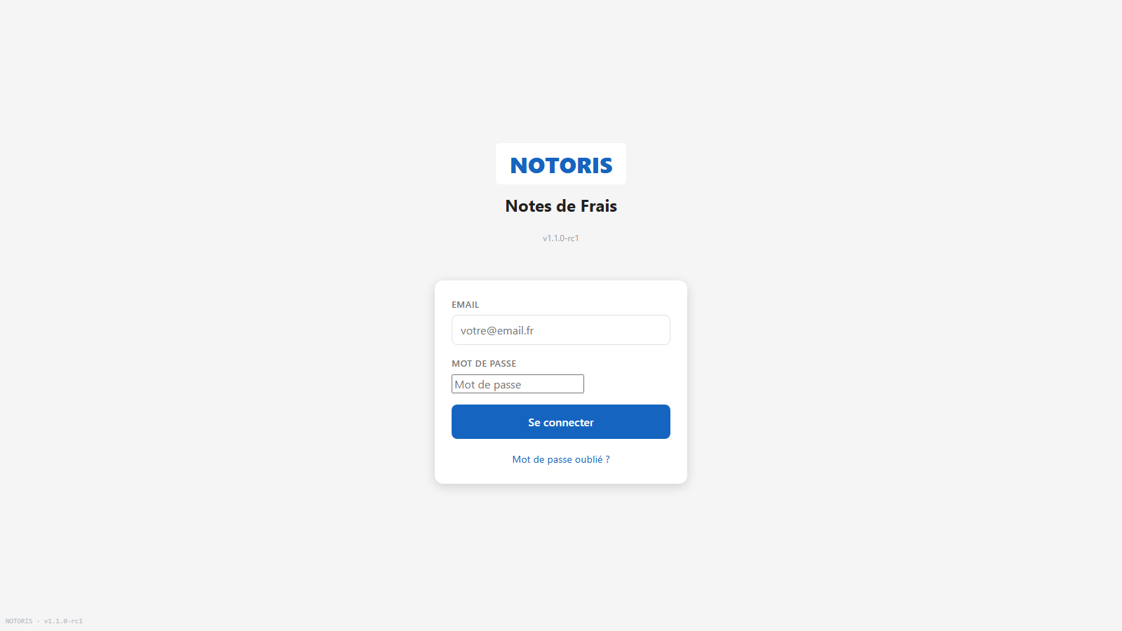 Écran de connexion NOTORIS